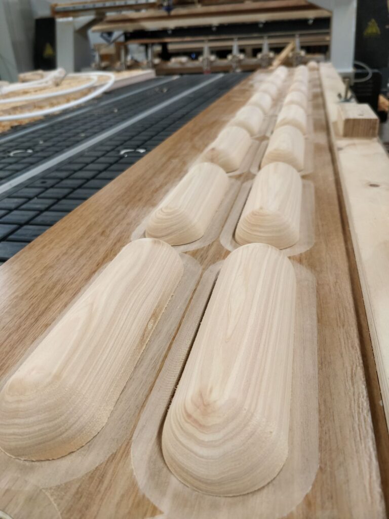 Completed MyOm Dowels on vacuum work holding